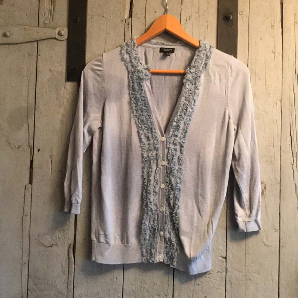 Talbots ice blue cardigan sweater small